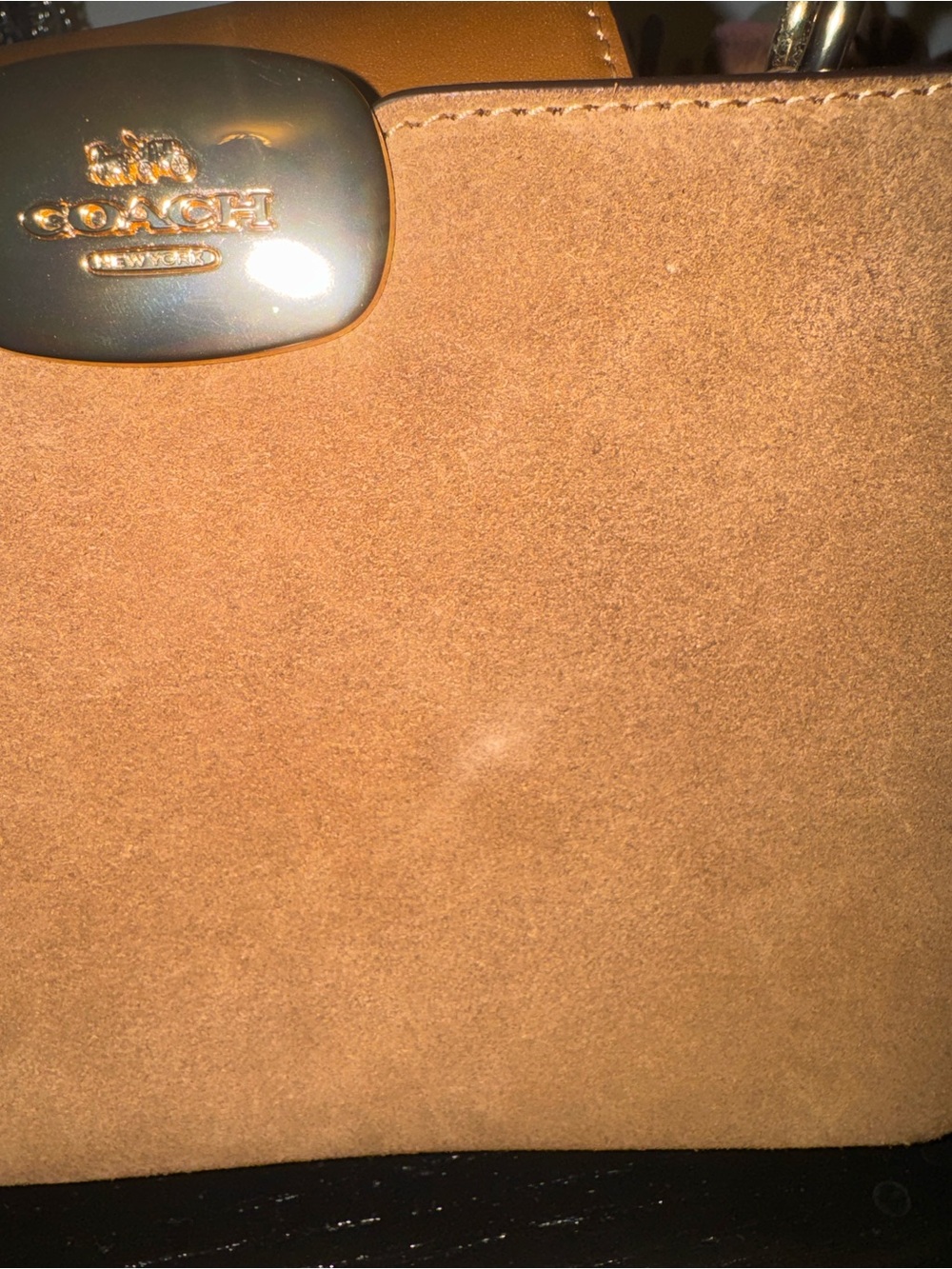 Coach Eliza Mini Carryall bag in tan suede with gold-tone hardware - Picture 4 of 7